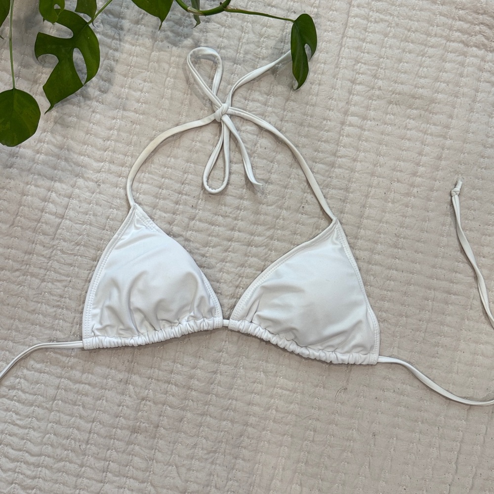 White Halter Triangle Bikini Top